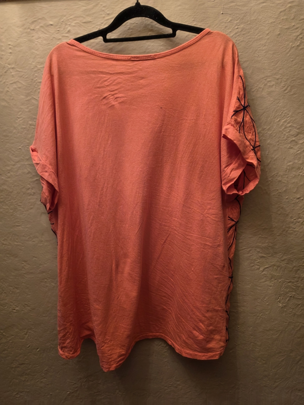Coral Linen Made In Italy Boho Oversized Embroidered Top S/M - Picture 10 of 10